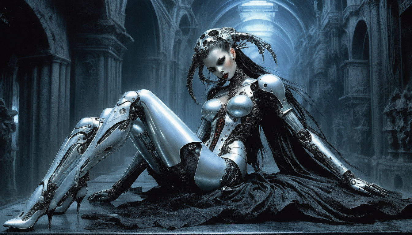 Cyborg Vampire Reimagined in Cyberpunk Style