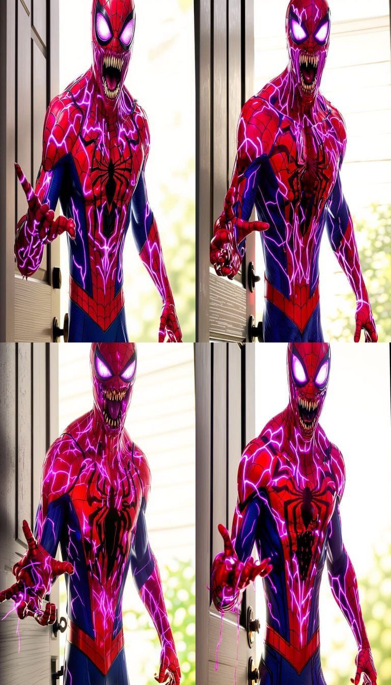 Corrupted Spider-Man Screams in Purple Energy