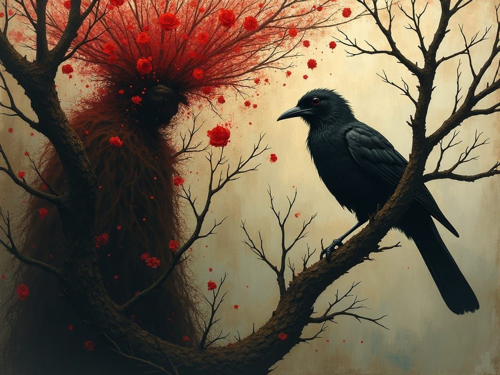Entangled Decay: Blackbird in Leafless Branches