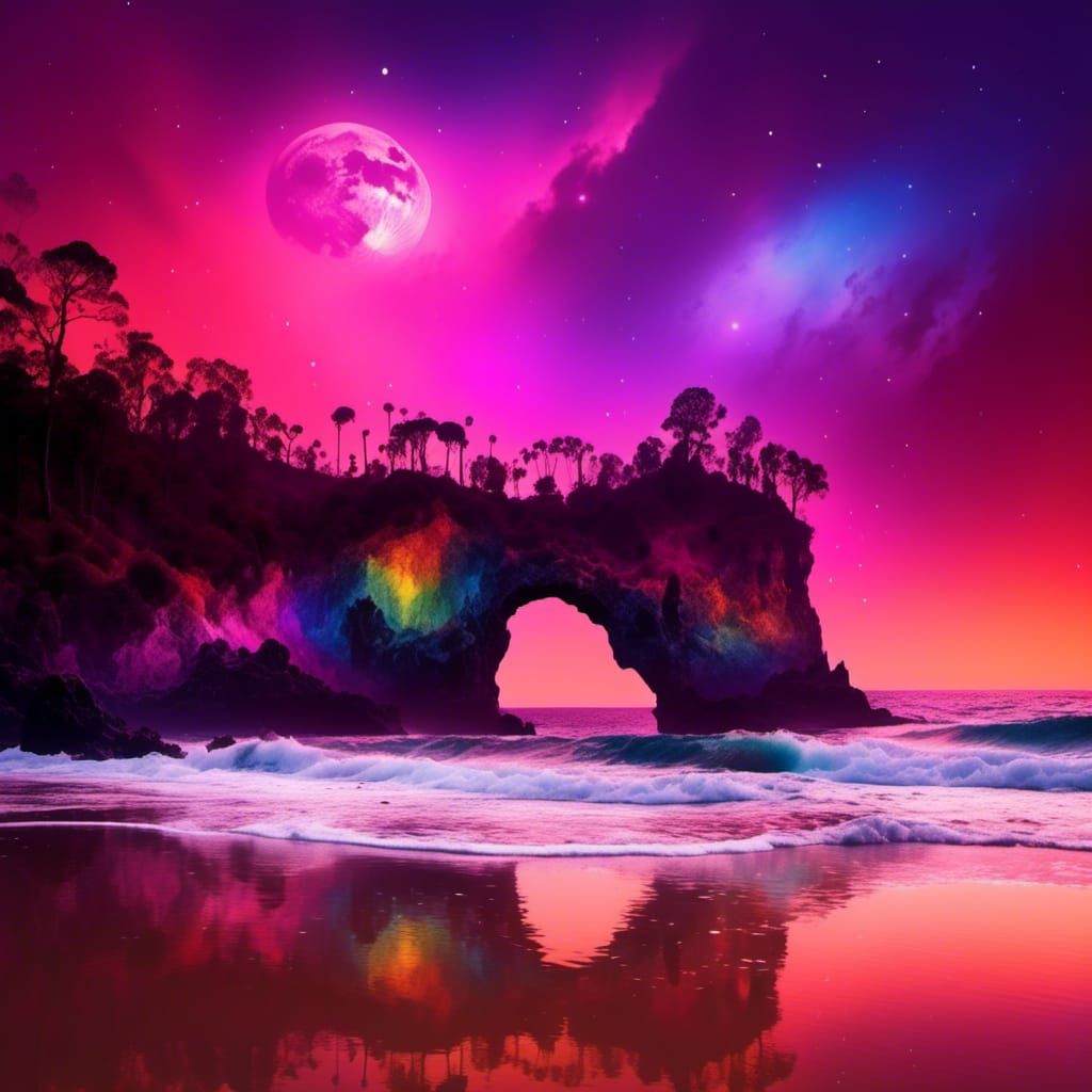 Silhouette on a Rainbow Beach