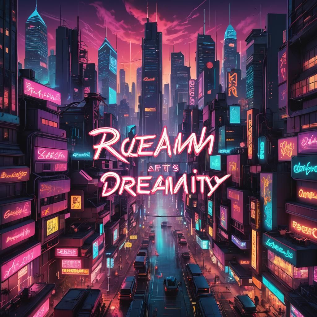 Cyberpunk Neon Dreamscape: Digital Art Masterpiece