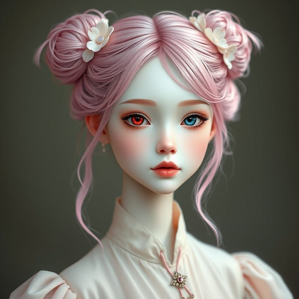 Elegant Pink-Haired Woman in Dreamy Lighting