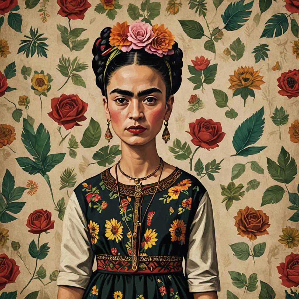 Woman in Frida Kahlo Surrealist Style