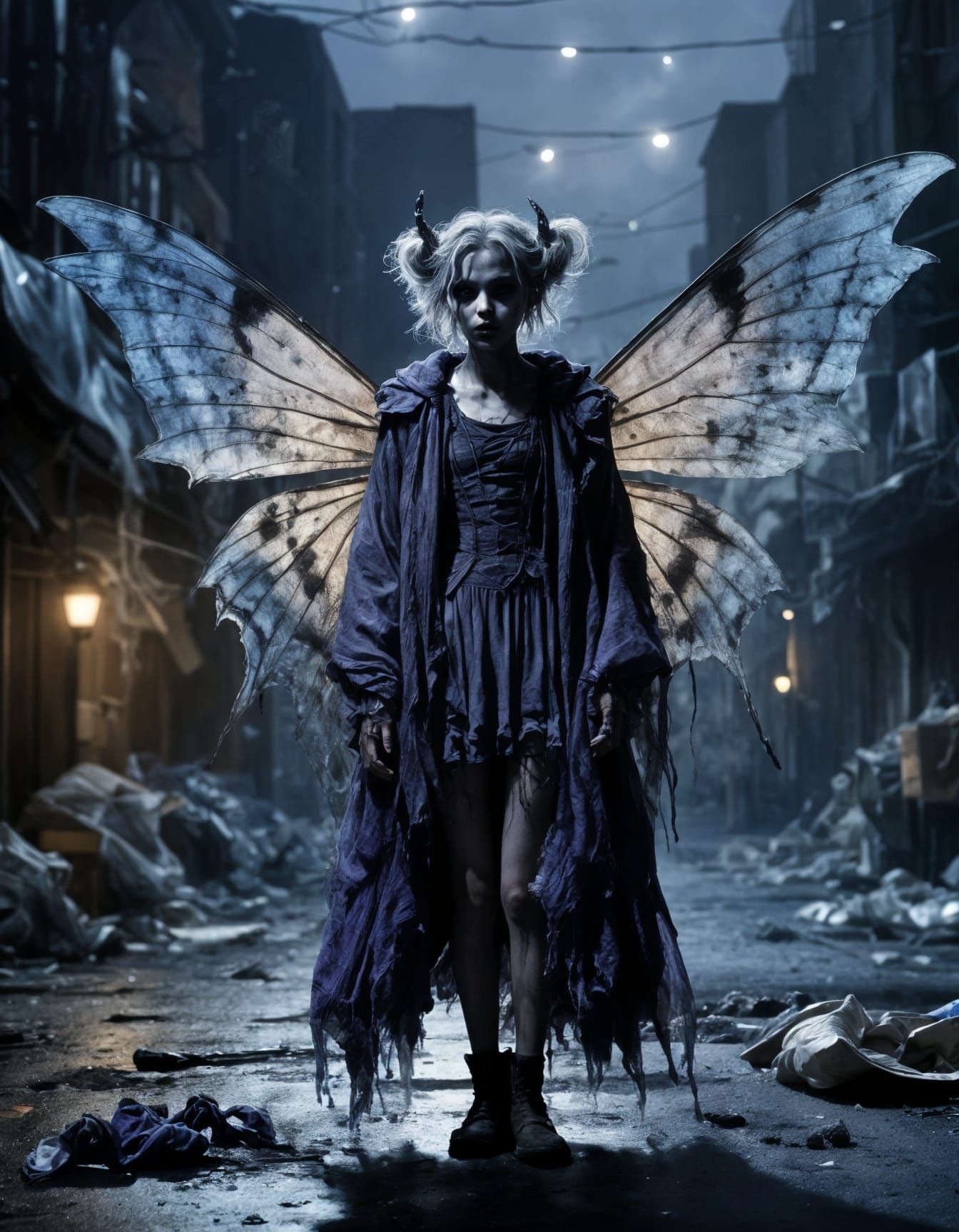 Horror Faerie Hybrid in Dark Cinematic Scene