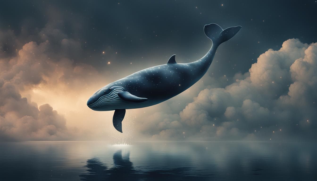 Whale-Shaped Clouds at Night, Cinematic Dreamscape