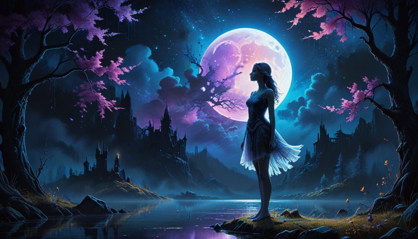 Dark Fantasy Swan Lake Princess in Ethereal Glow