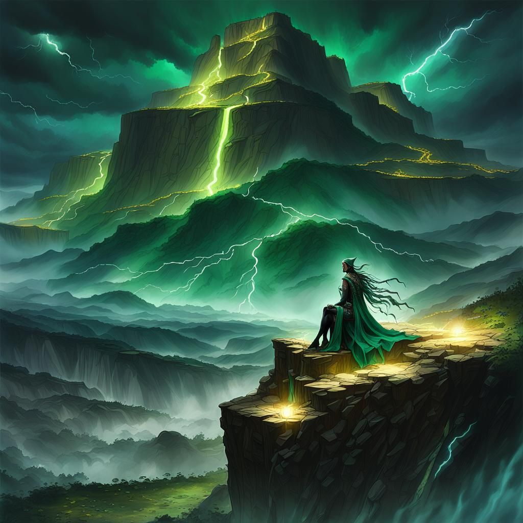 Elf Warrior Contemplates Stormy Sky: Fantasy Concept Art