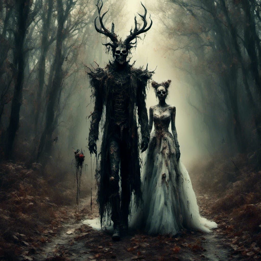Dark Fantasy Demon Wedding in Forest