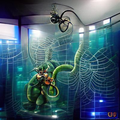 Doctor Octopus in Aquarium: Digital Artwork