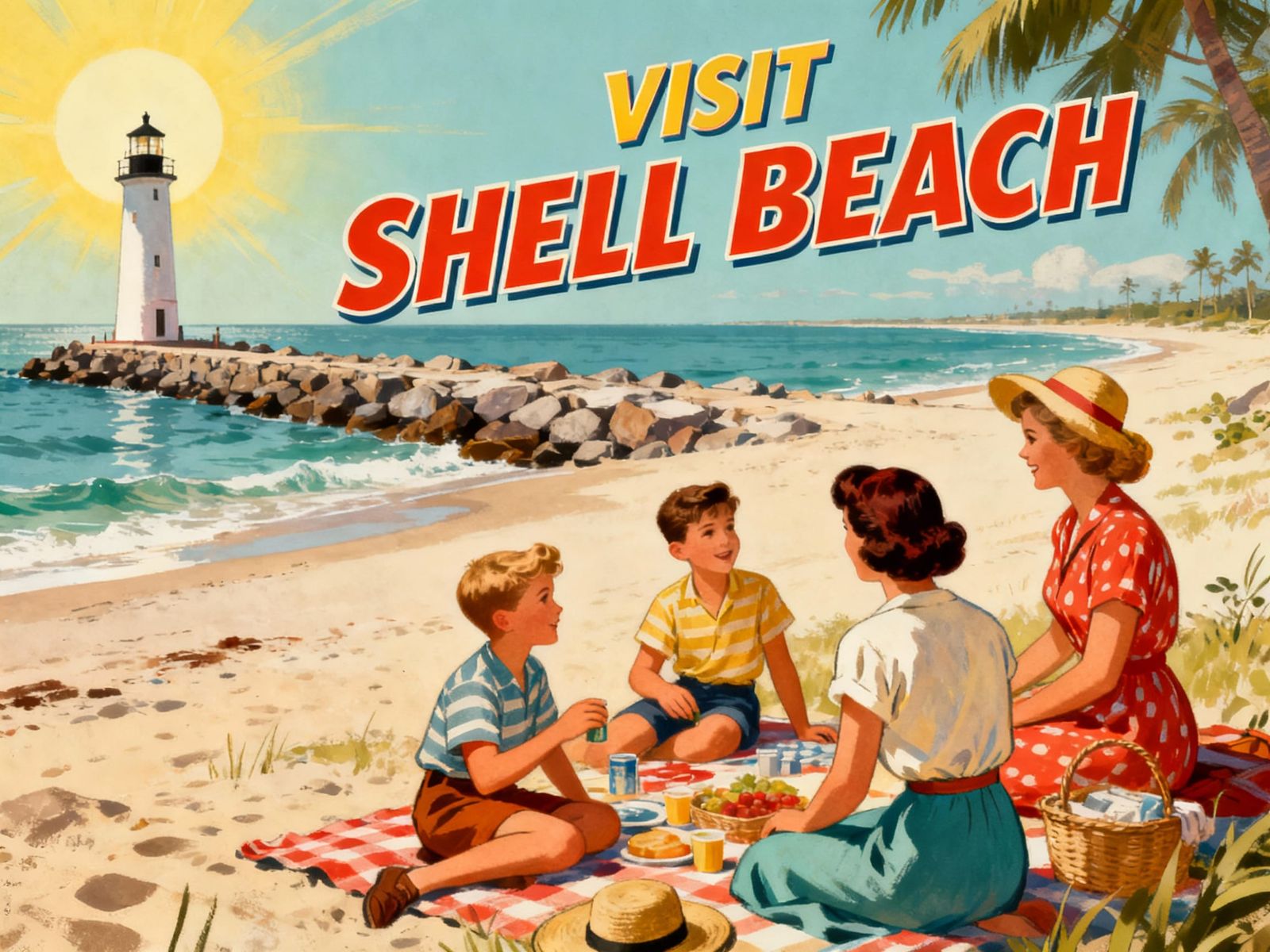 1950s Shell Beach tourism poster 3