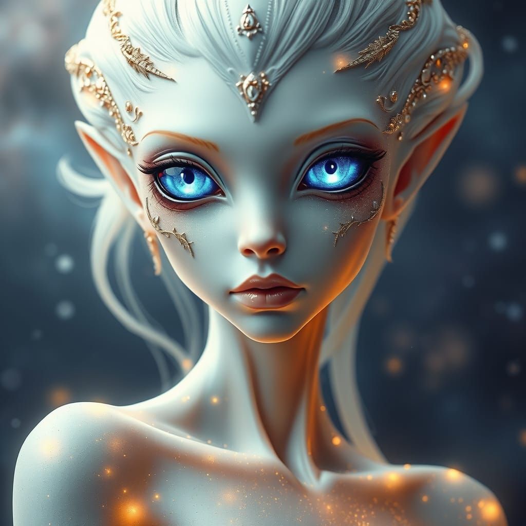 Andromeda Alien Beauty with Galaxy Eyes