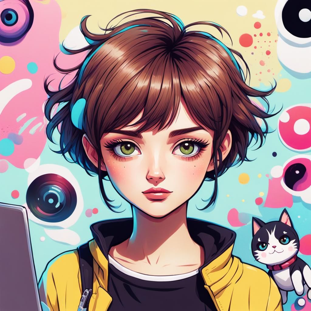 Manga Scan of Hipster Girl in Japanese Pop Art