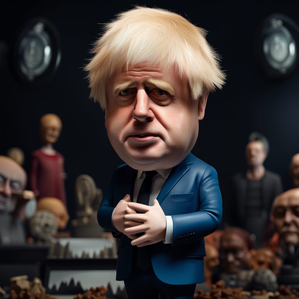 Boris Johnson with Bobblehead: Digital Matte Painting