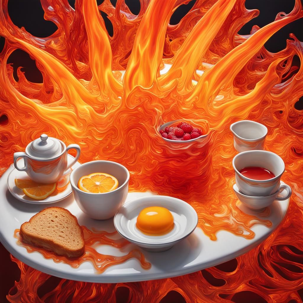 Fiery Ice Breakfast: Abstract Matte Painting