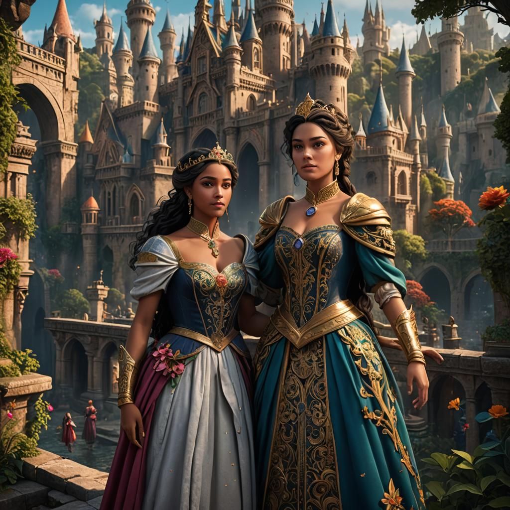 The Most Beautiful Princesses in an Illustrated Scene