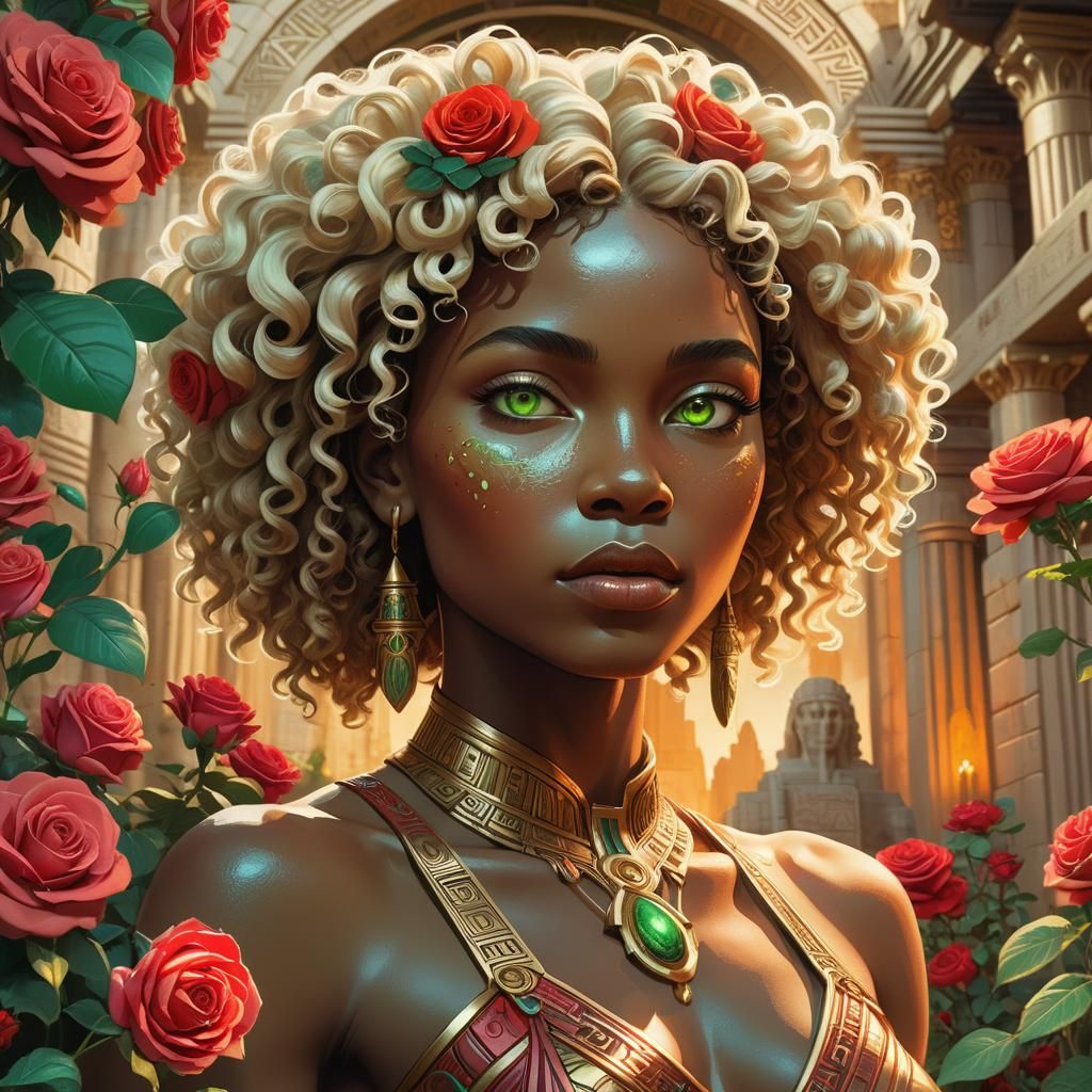 African Woman Portrait in Art Nouveau Style