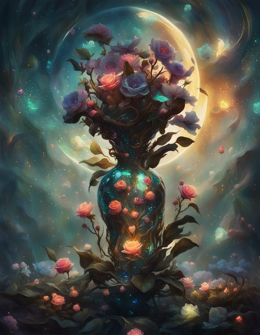 Glowing Magical Flowers in Hyperrealism