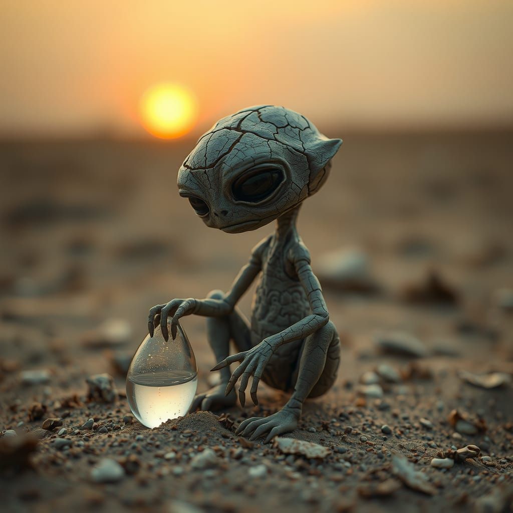 Parched Creature's Desperate Thirst, Photorealistic Detail