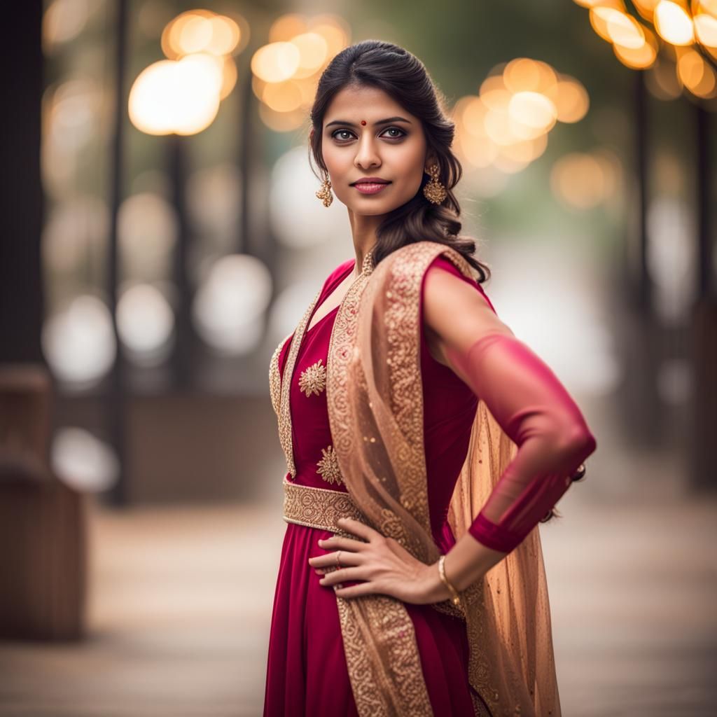Elegant Indian Woman in Formal Dress: Professional Photograp...