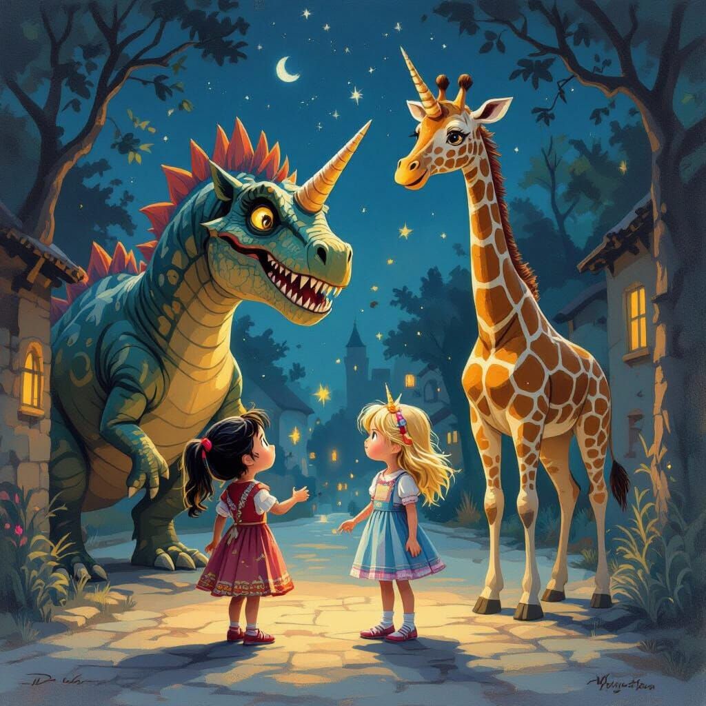 Indian Girl Rescued from Dinosaur by Friends and Mythical Cr...