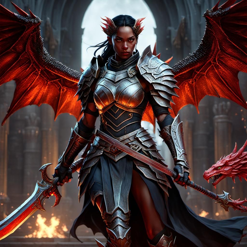 Dragon Winged Blackguard in Dark Fantasy Style