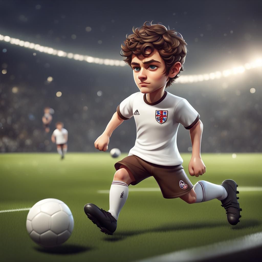 Chibi Soccer Player in England Kit, Fantasy Art