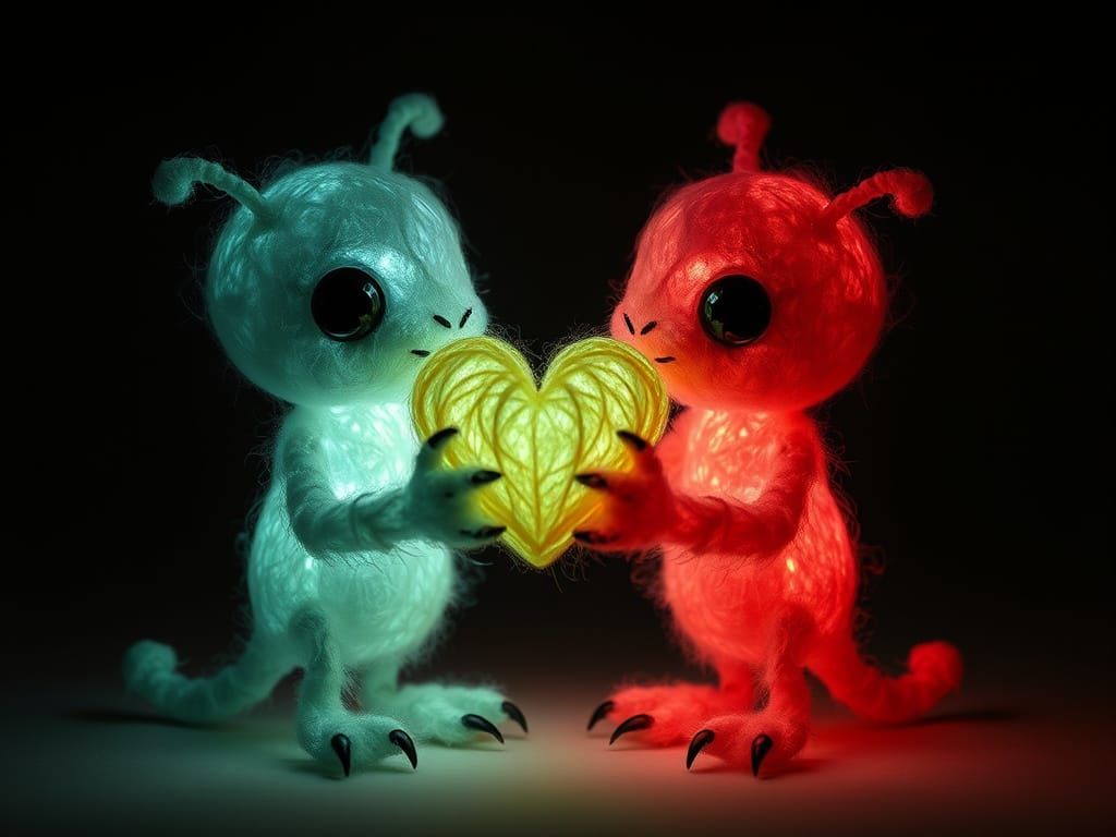 Bioluminescent Woolen Aliens Embody Love