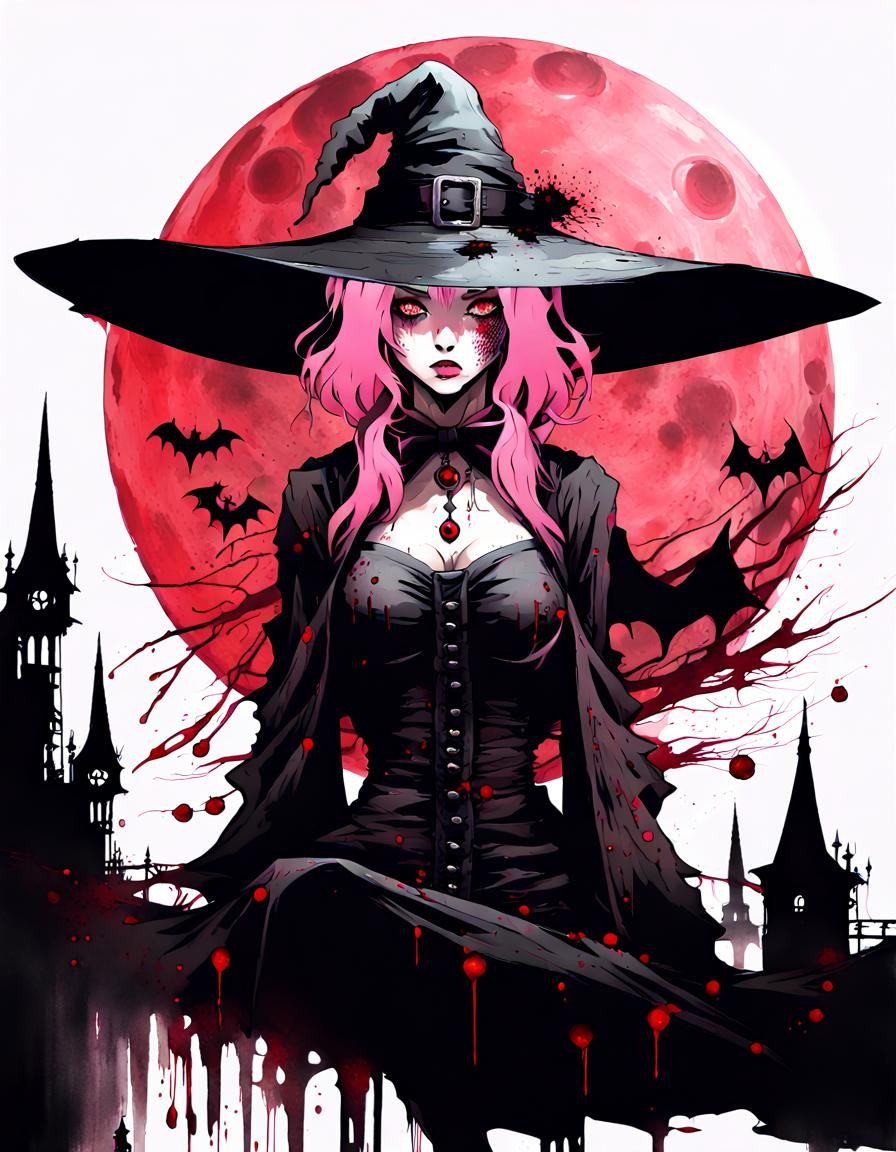 Blood Moon Witch in Darkest Dungeon Style