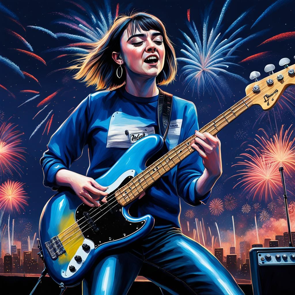 Maisie Williams as Bassist in Docklands Concert
