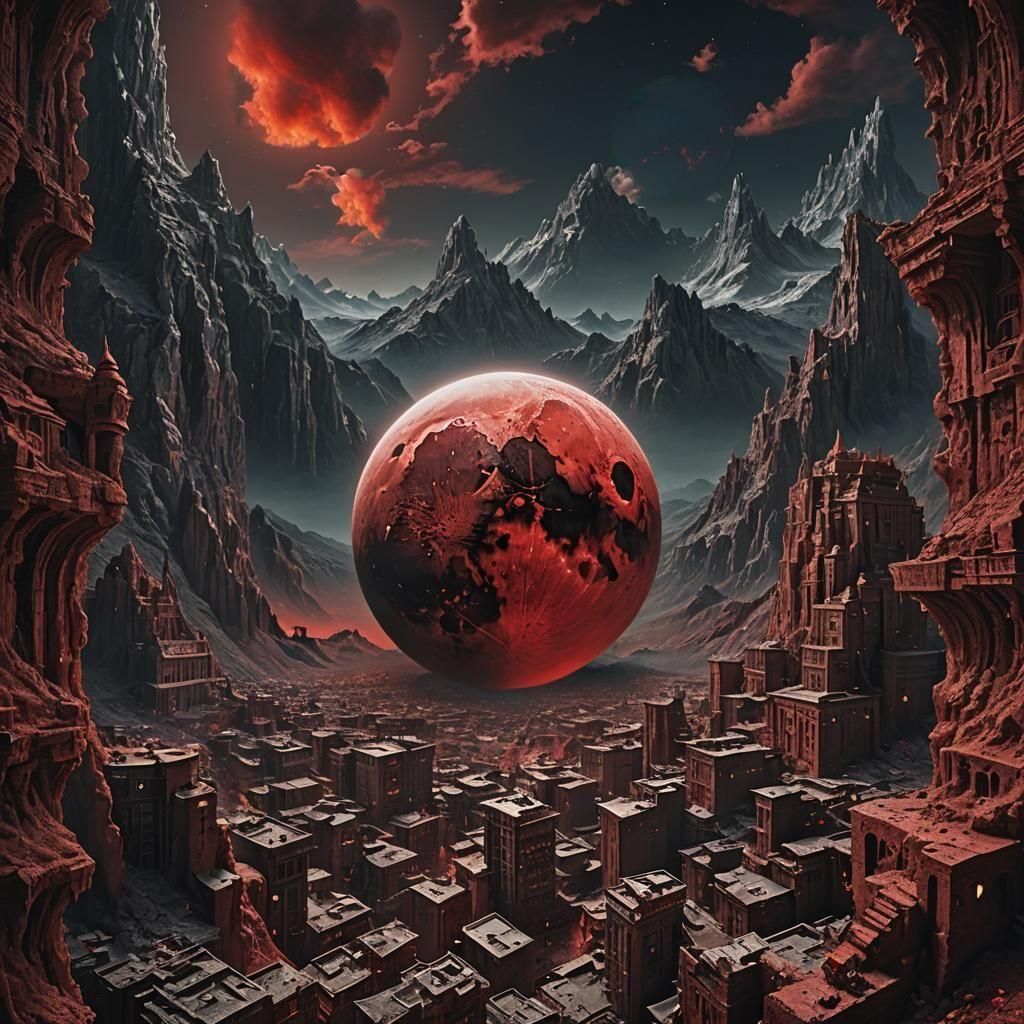 Epic Red Sky Digital Matte Painting