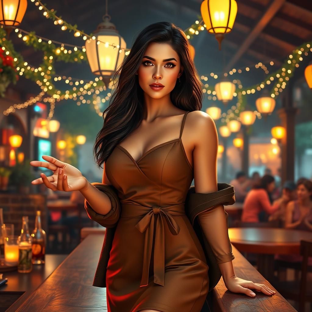 Confident Bartender in Beer Garden: 3D Rendered Art
