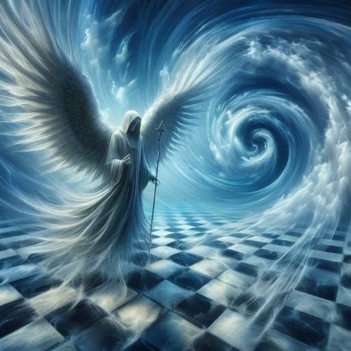 Ethereal Chessboard Swirls into Vortex