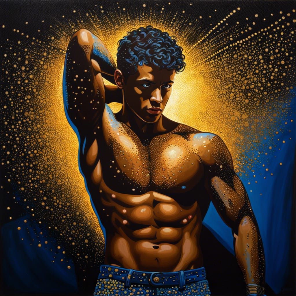 Pointillist Male Figure in Spotlight