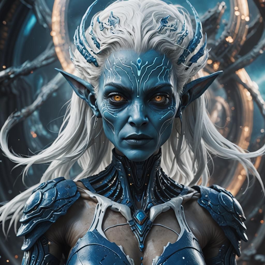 Blue-Skinned Alien Woman: Fantasy Concept Art