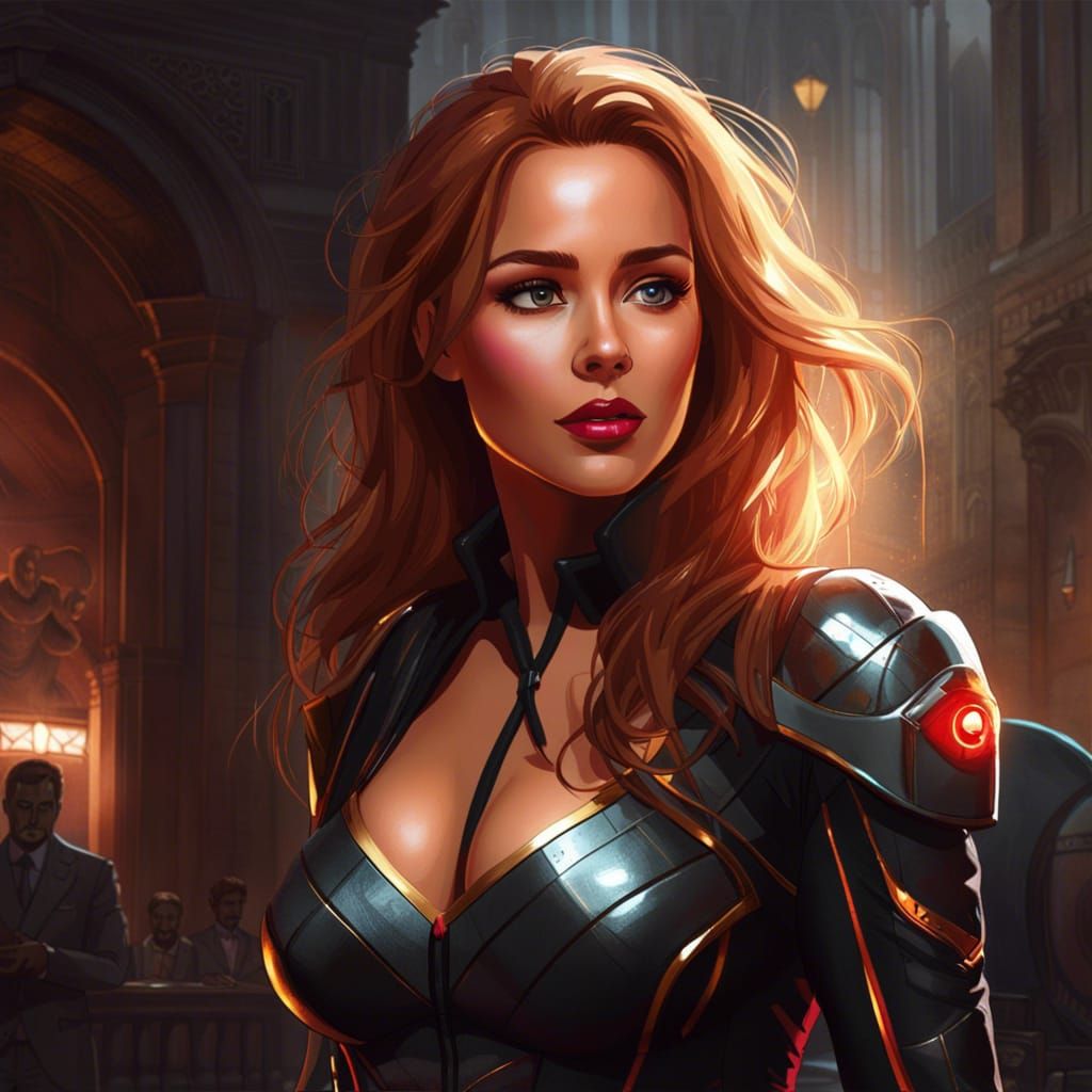 Black Widow in Cyberpunk Style Portrait