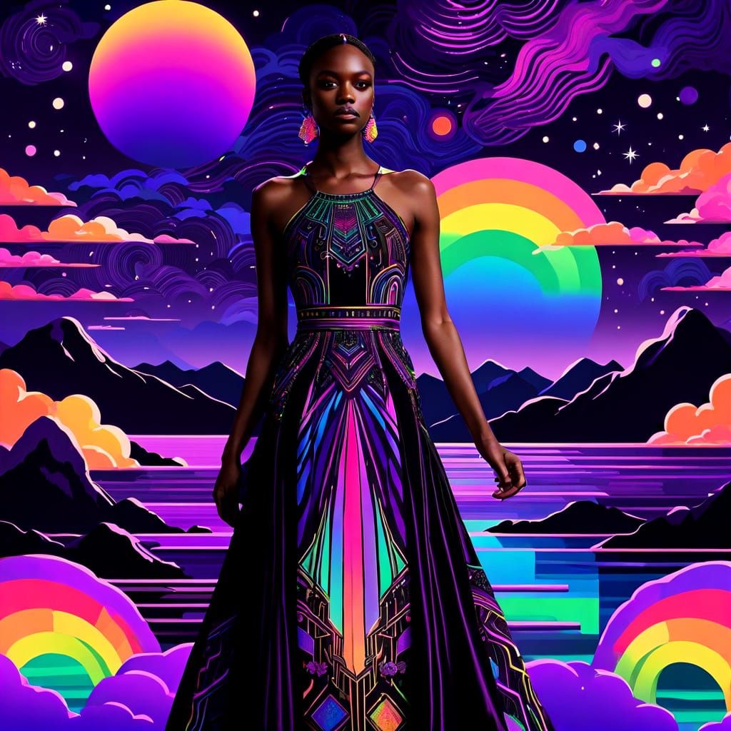 Glow-in-the-Dark Formal Dress in Night Sky Hues