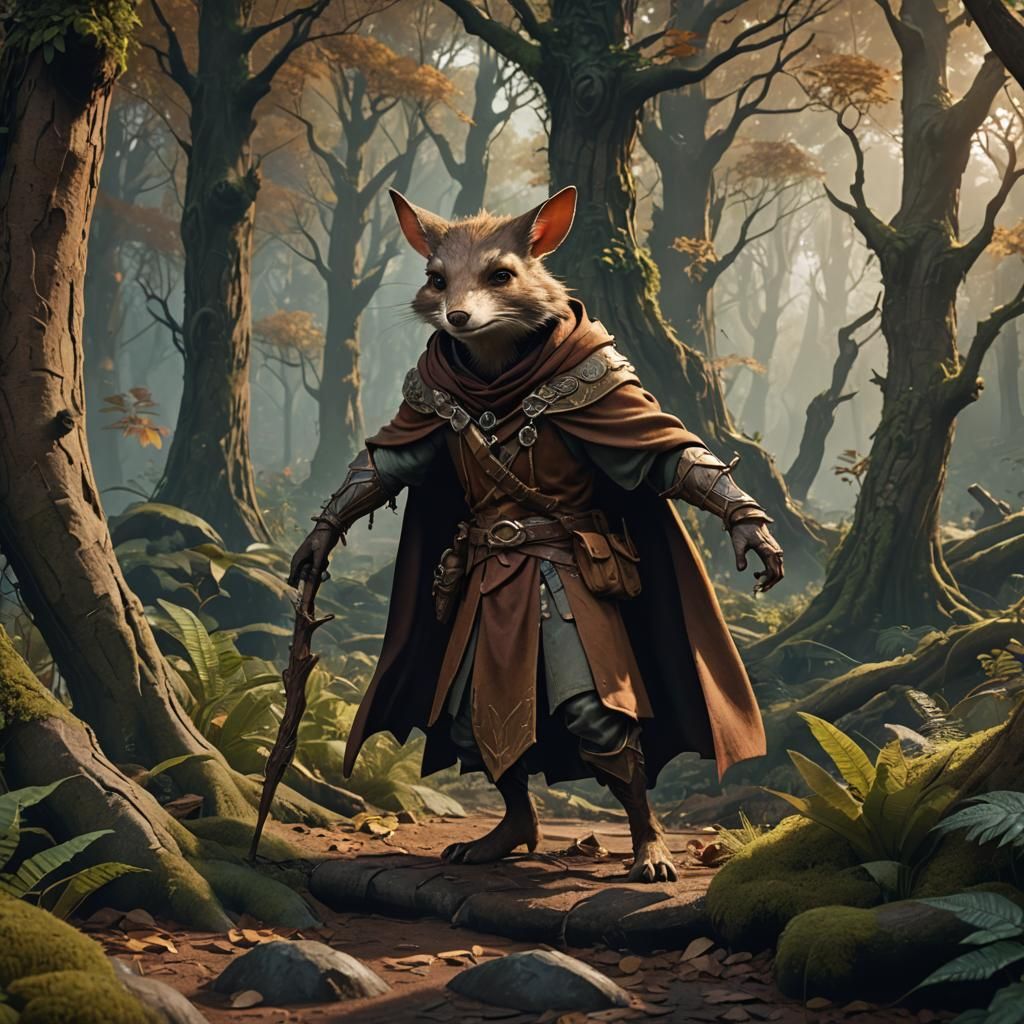 Bandicoot Humanoid in High Fantasy Forest