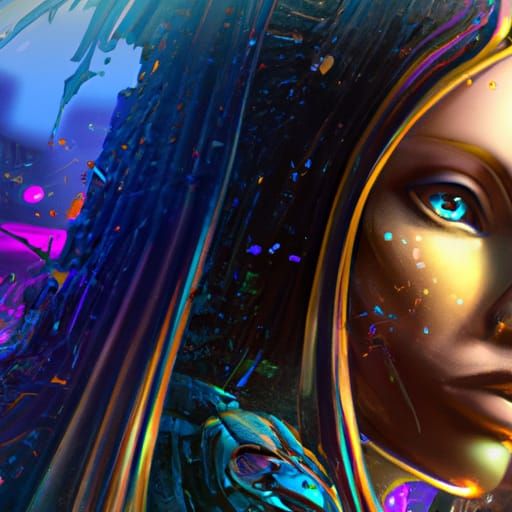 Psychedelic Portrait with Dynamic Lighting and Vivid Colors