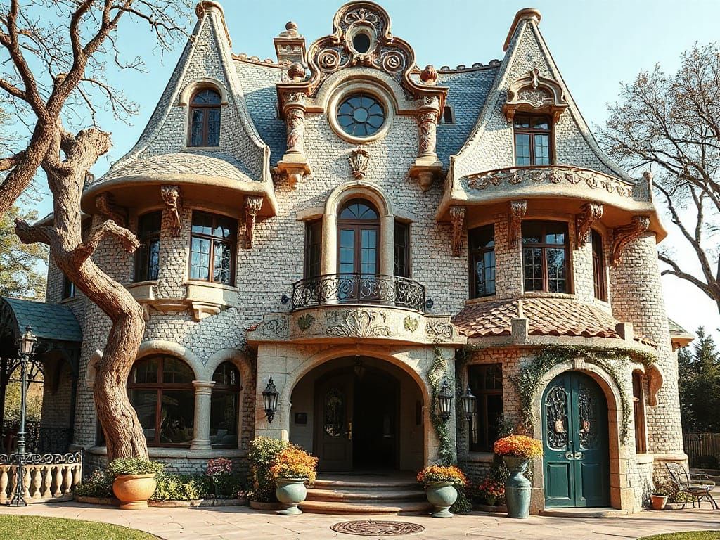 Antoni Gaudí-Inspired Wizard School in Hyper-Realistic Style