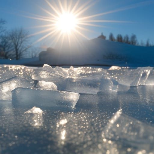 Sunlit Frozen Ice: Professional Photography