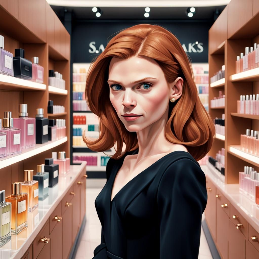 Cosmetics Saleswoman in 3D Digital Art Style