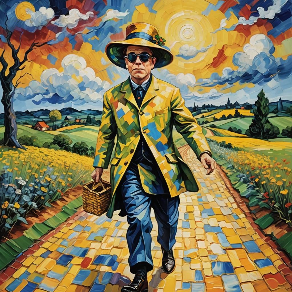 Elton John as Dorothy in Neo-Impressionist Oil Painting
