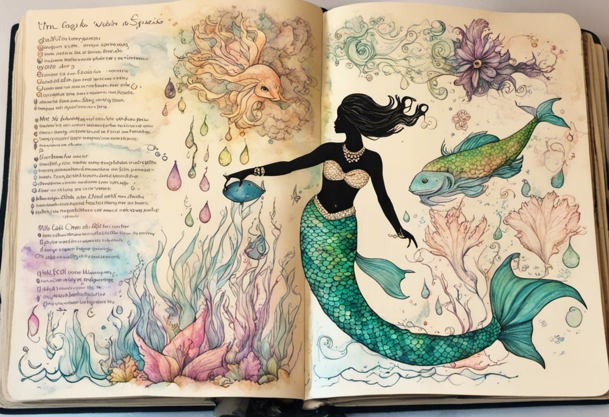 Mermaid Journal Page with Diagrams and Sketches