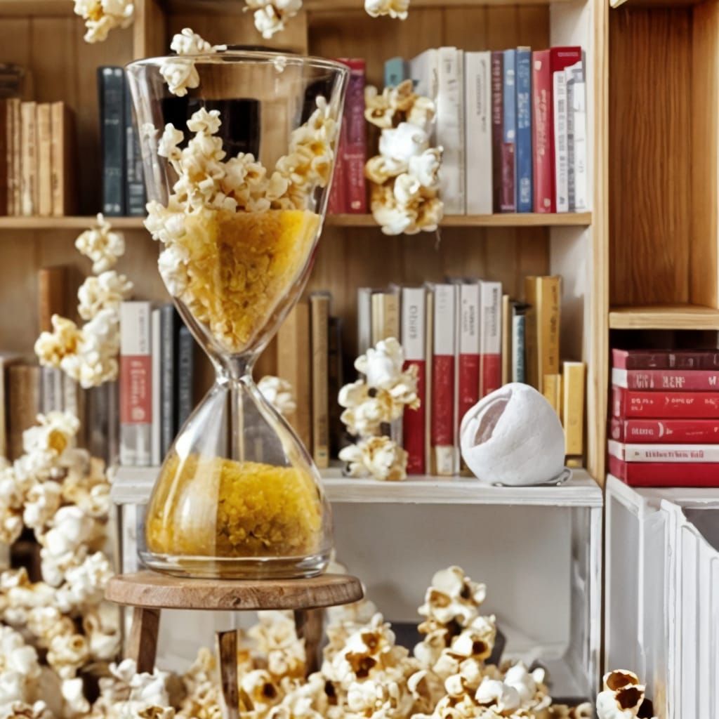 Popped Popcorn in Mid Air