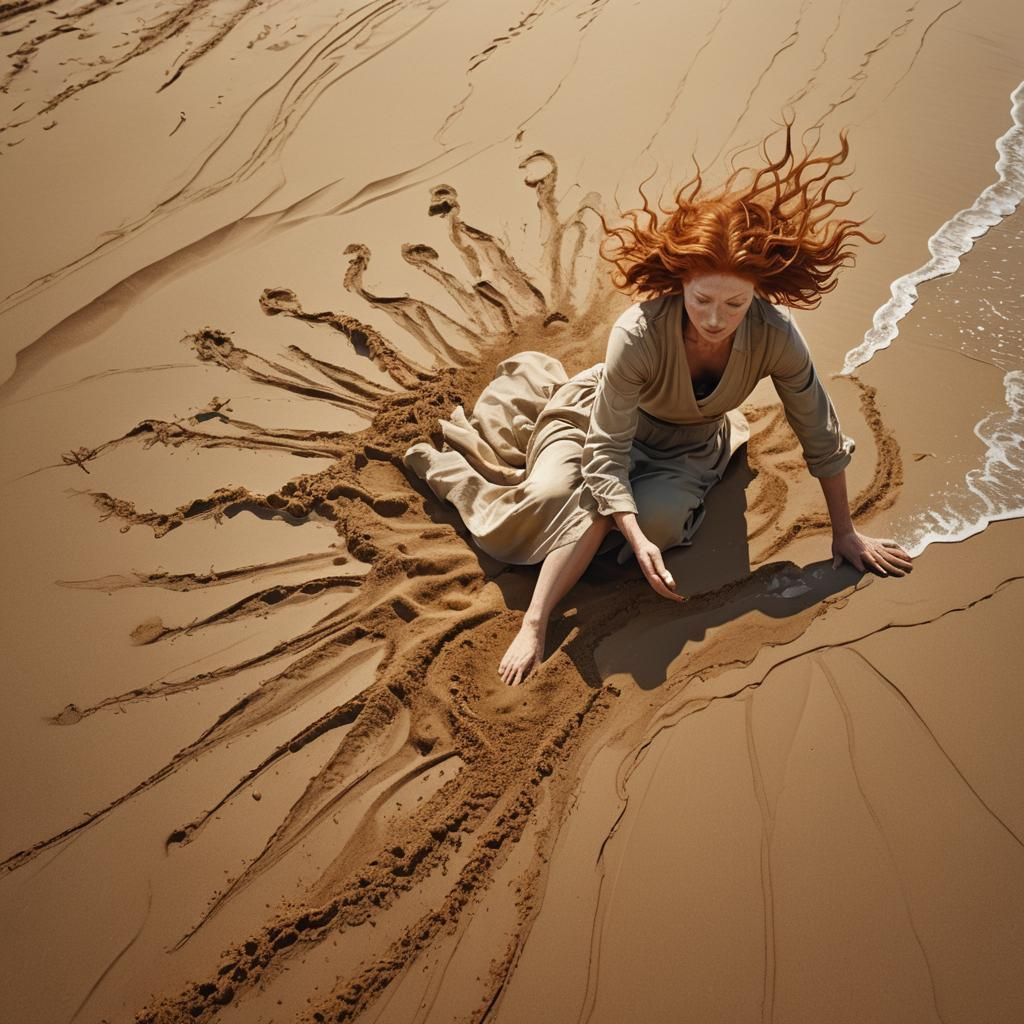 Woman Transforming into Sand: Matte Painting