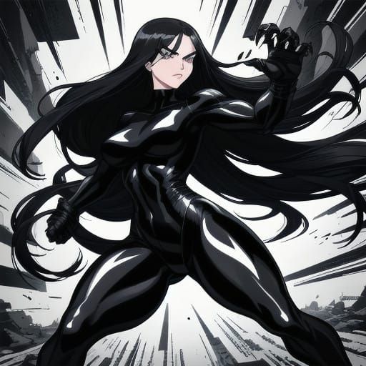 Venom-Inspired Woman in High-Gloss Bodysuit
