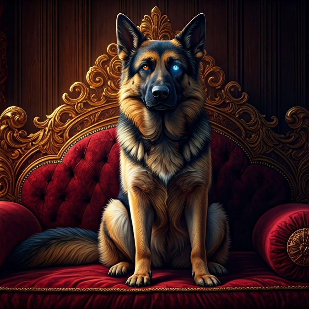 Kermit the luxury dog with one brown eye and one blue eye.