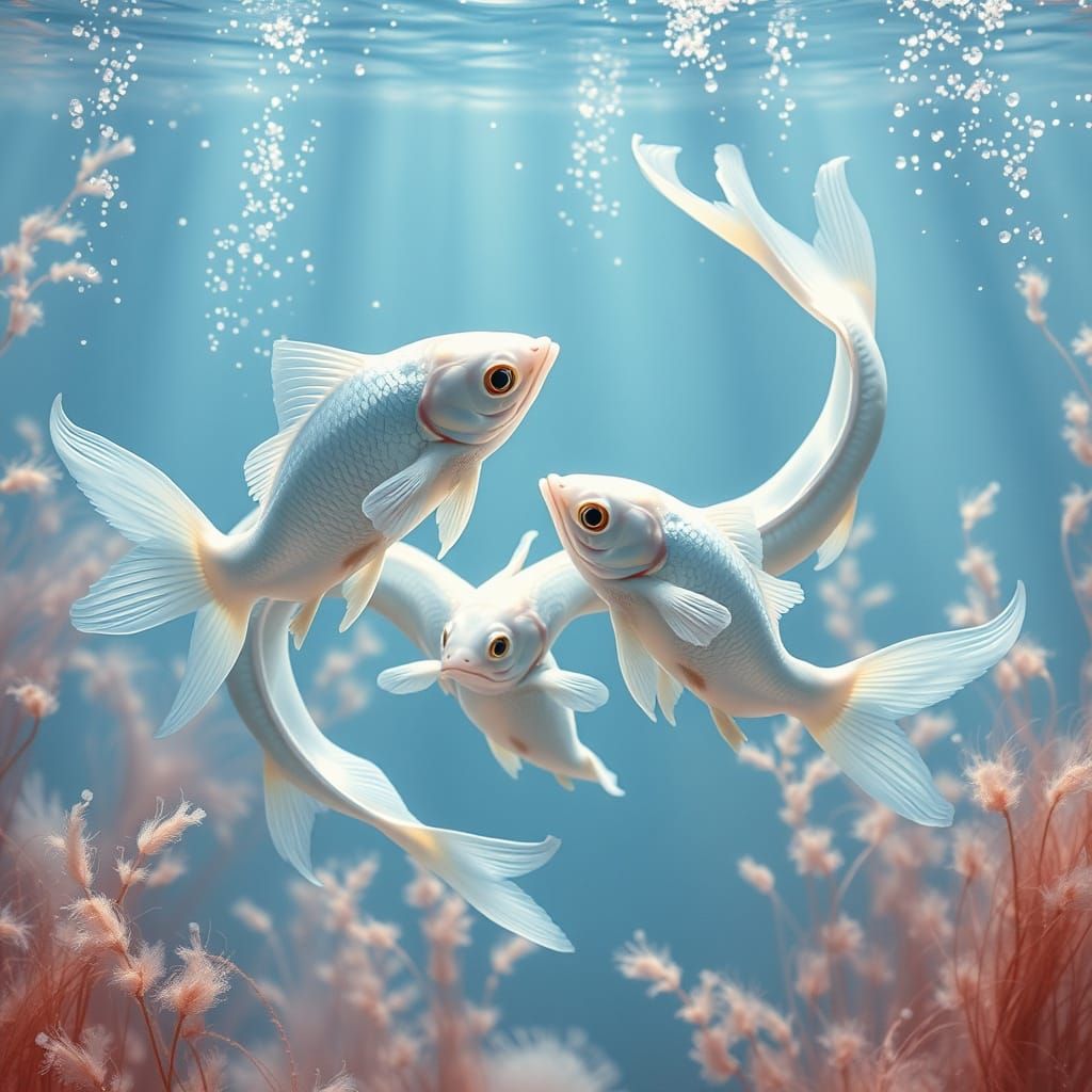 Fish Dancers in Whimsical Water Scene