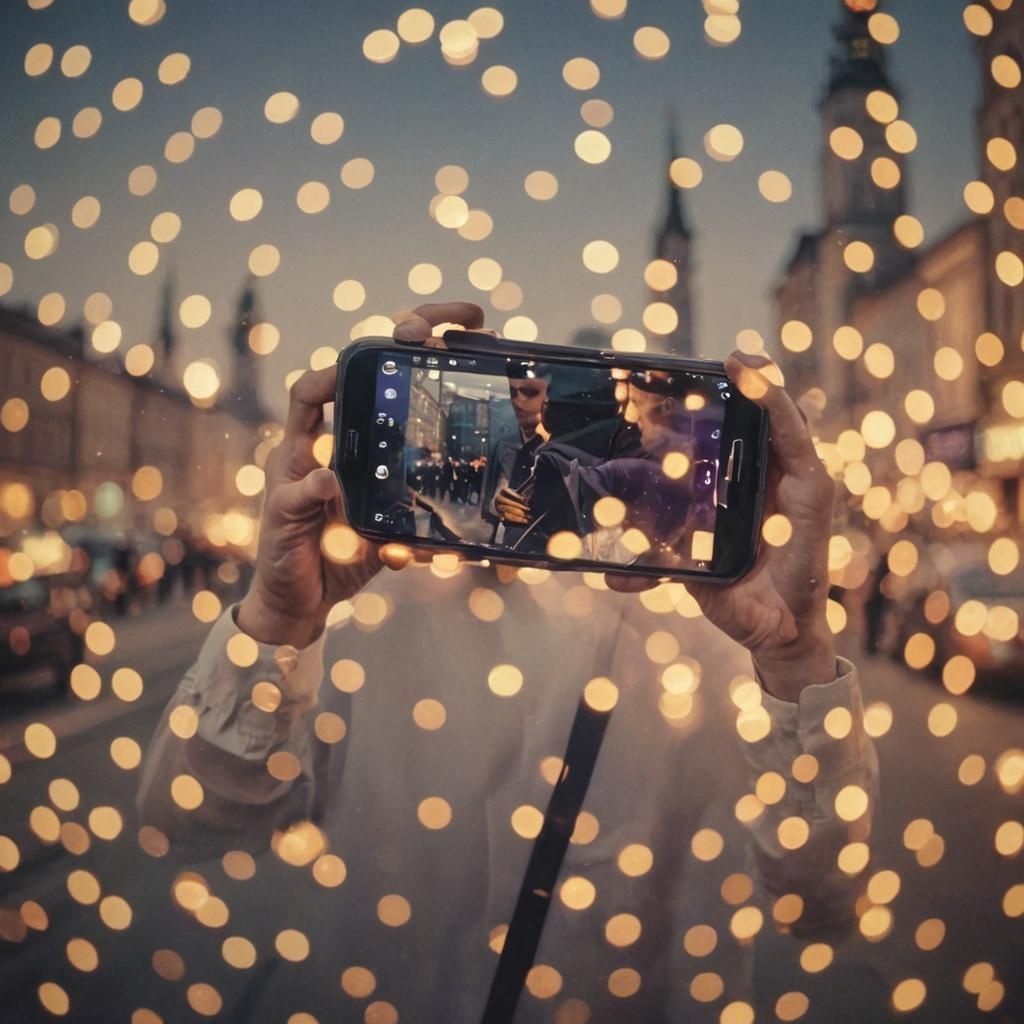Futuristic Portrait: Man Using Banking App