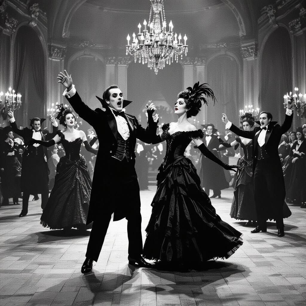Gothic Vampires Dance in Grand Ballroom Scene
